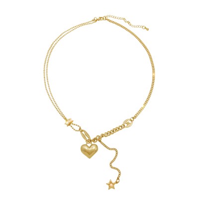 Love Pendant Necklace Women's High-end Design Sense Minority Sterling Silver Light Luxury Temperament Clavicle Chain 18K Gold for Girlfriend